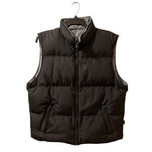 Reversible Eddie Bauer Down‎ Vest Size XL Black Gray Quilted Puffer
